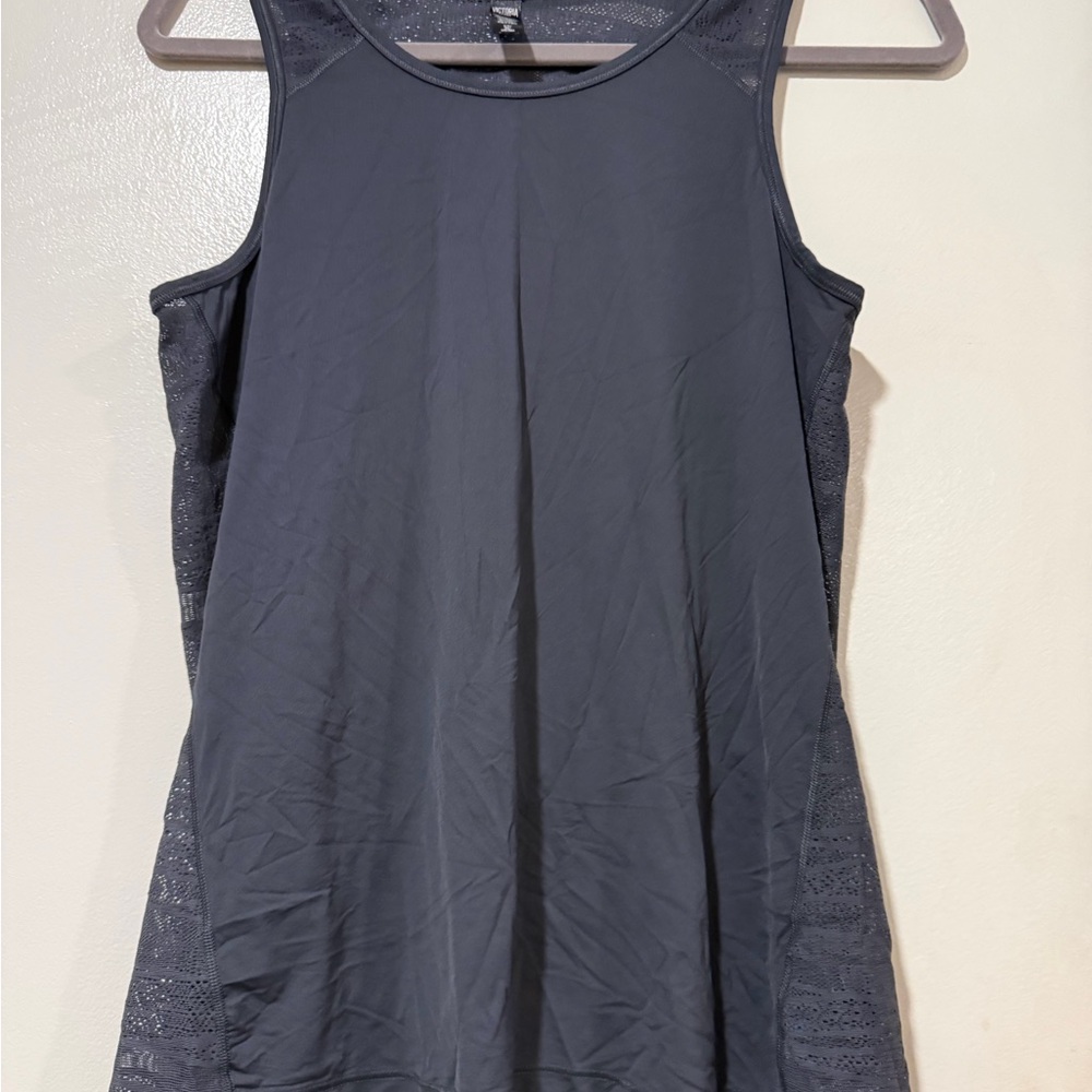Victoria’s Secret Charcoal Gray Mesh Racerback Tank – Lightweight Activewear